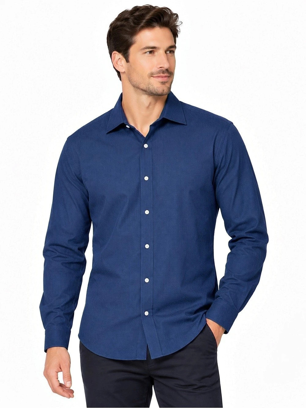 Men's Navy Blue Tommy Hilfiger Slim fit Long Sleeve Button Down Shirt Brand New